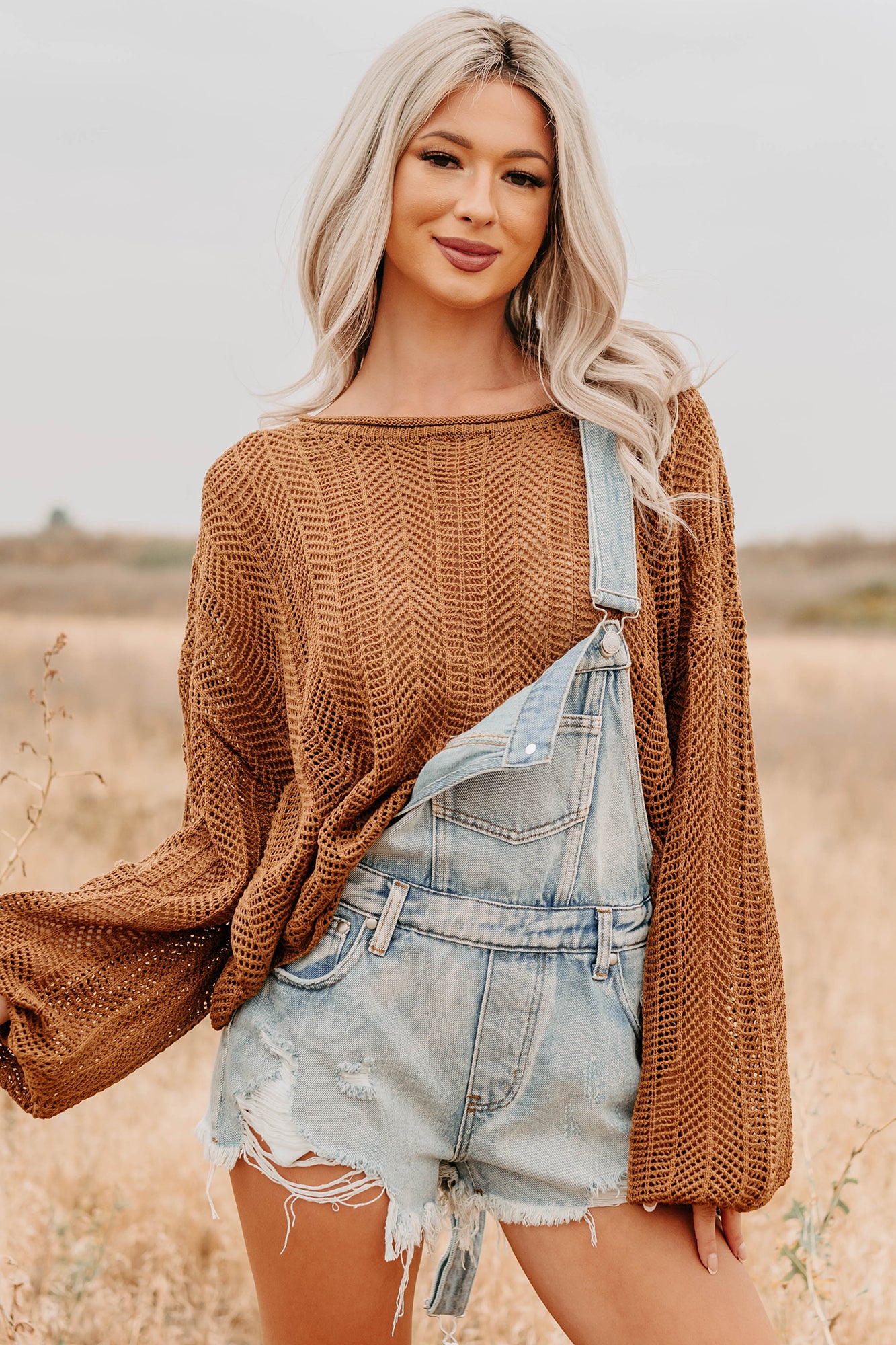 Lost On Purpose Distressed Signature 8 Overall Shorts (Light Denim) - NanaMacs