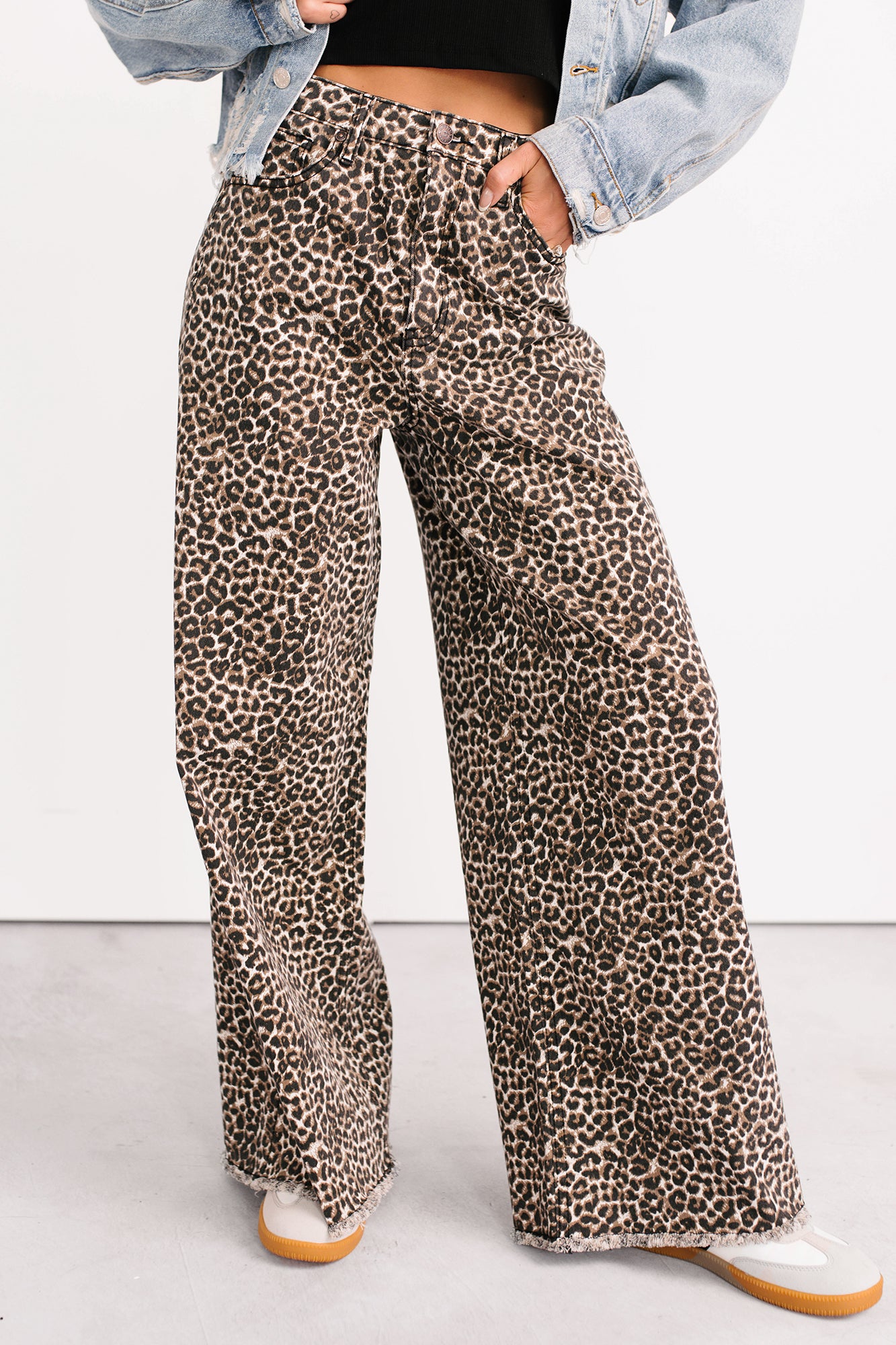 Kaya Tummy Control Wide Leg Saige Denim Jeans (Leopard) - NanaMacs