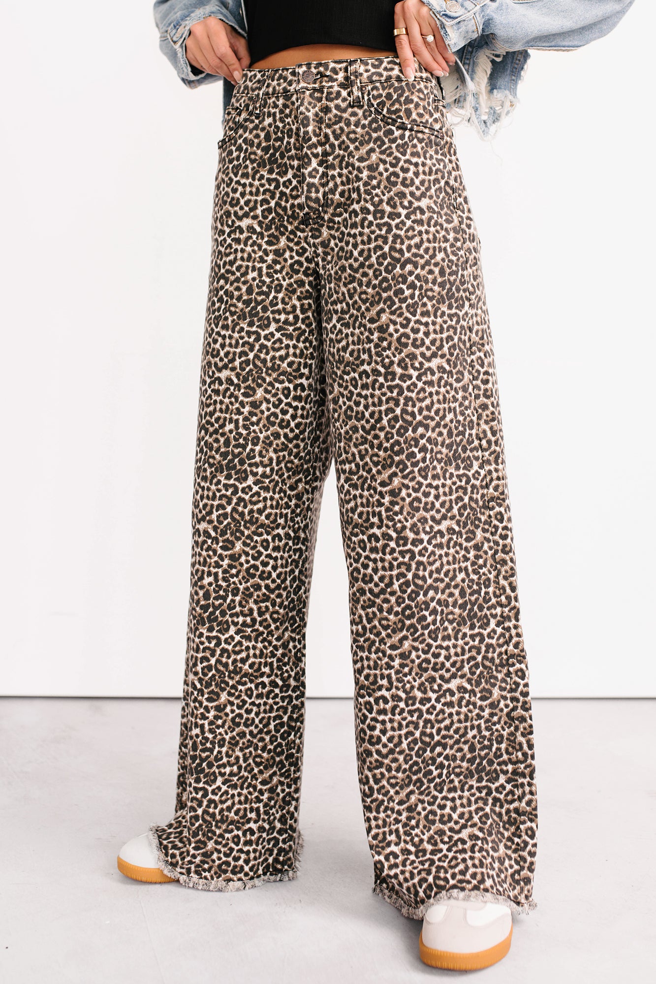 Kaya Tummy Control Wide Leg Saige Denim Jeans (Leopard) - NanaMacs