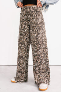 Kaya Tummy Control Wide Leg Saige Denim Jeans (Leopard) - NanaMacs