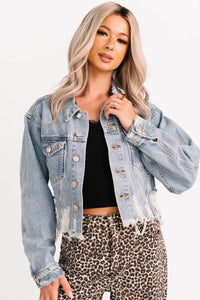Standing Tall Signature 8 Distressed Denim Jacket (Medium Denim) - NanaMacs