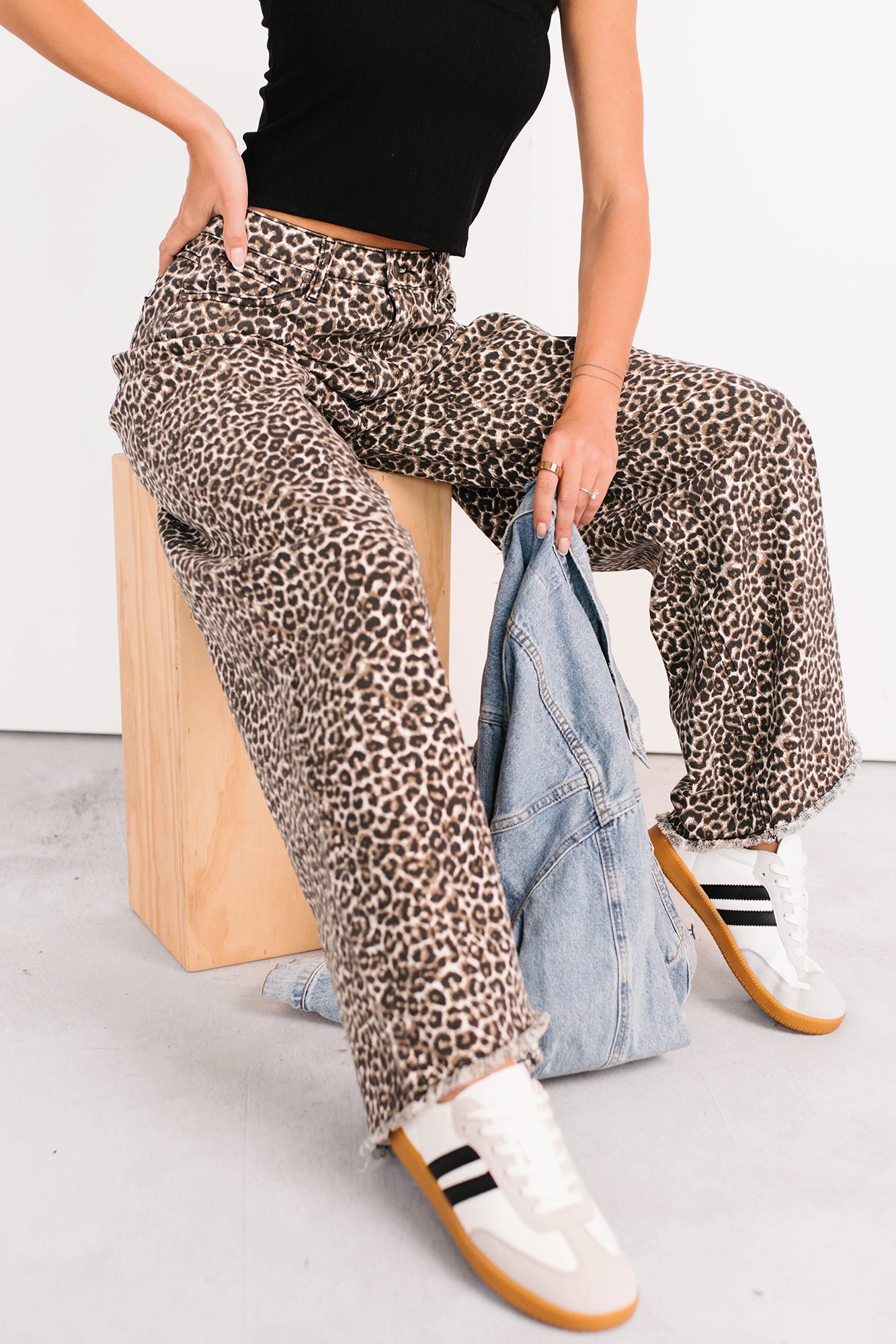 Kaya Tummy Control Wide Leg Saige Denim Jeans (Leopard) - NanaMacs