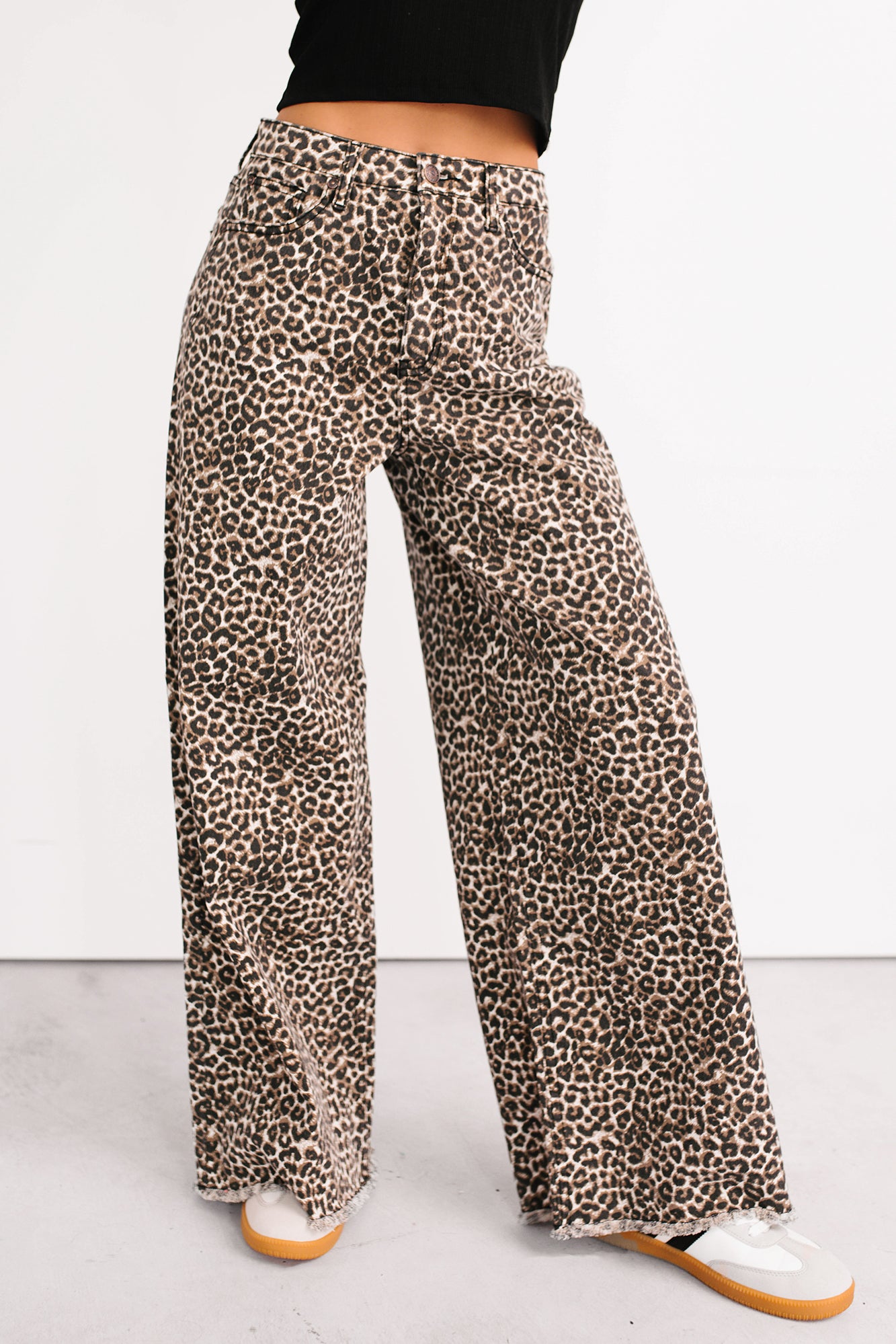Kaya Tummy Control Wide Leg Saige Denim Jeans (Leopard) - NanaMacs