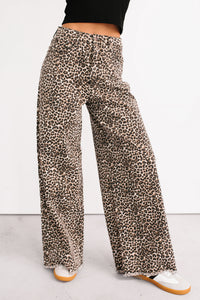 Kaya Tummy Control Wide Leg Saige Denim Jeans (Leopard) - NanaMacs