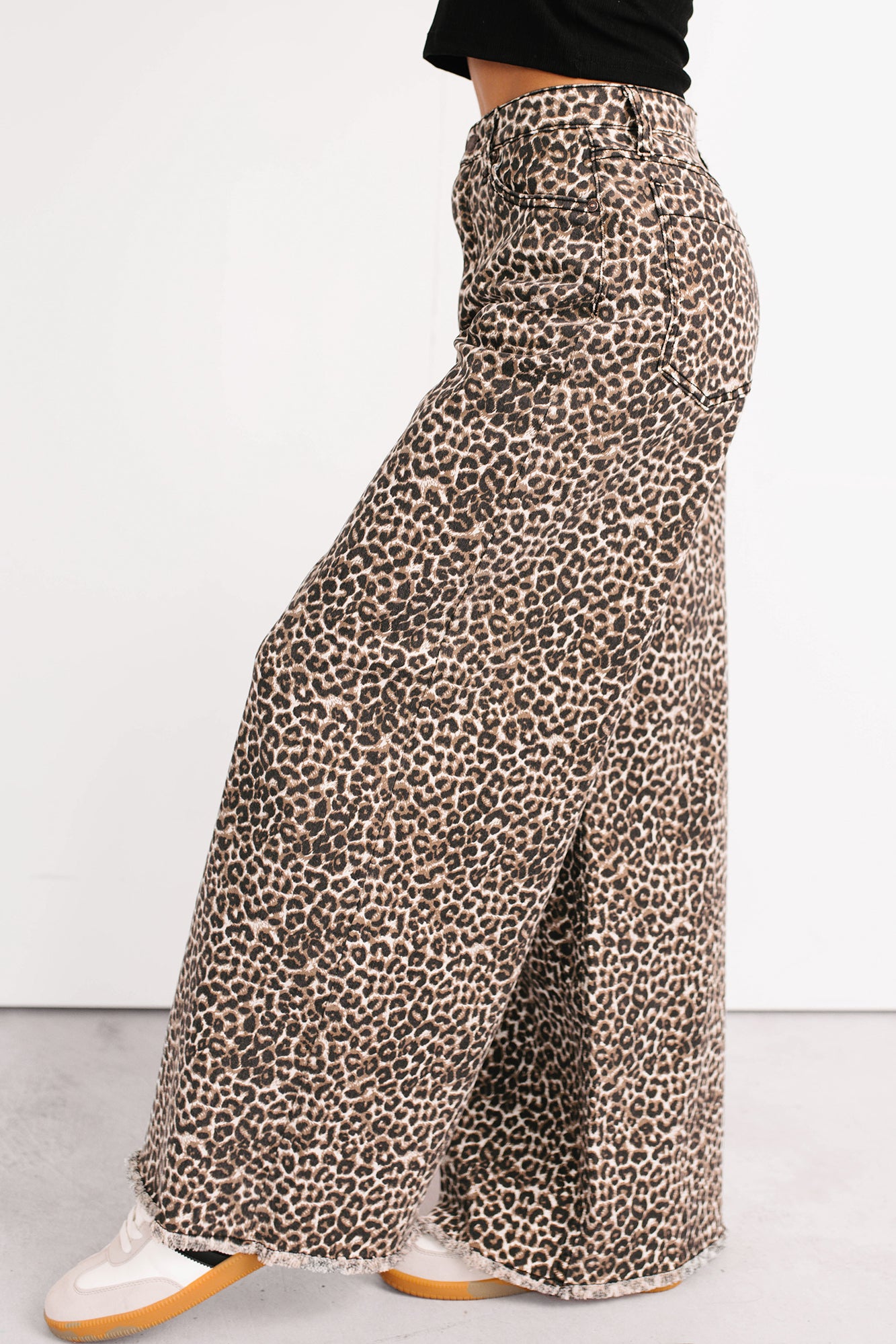 Kaya Tummy Control Wide Leg Saige Denim Jeans (Leopard) - NanaMacs