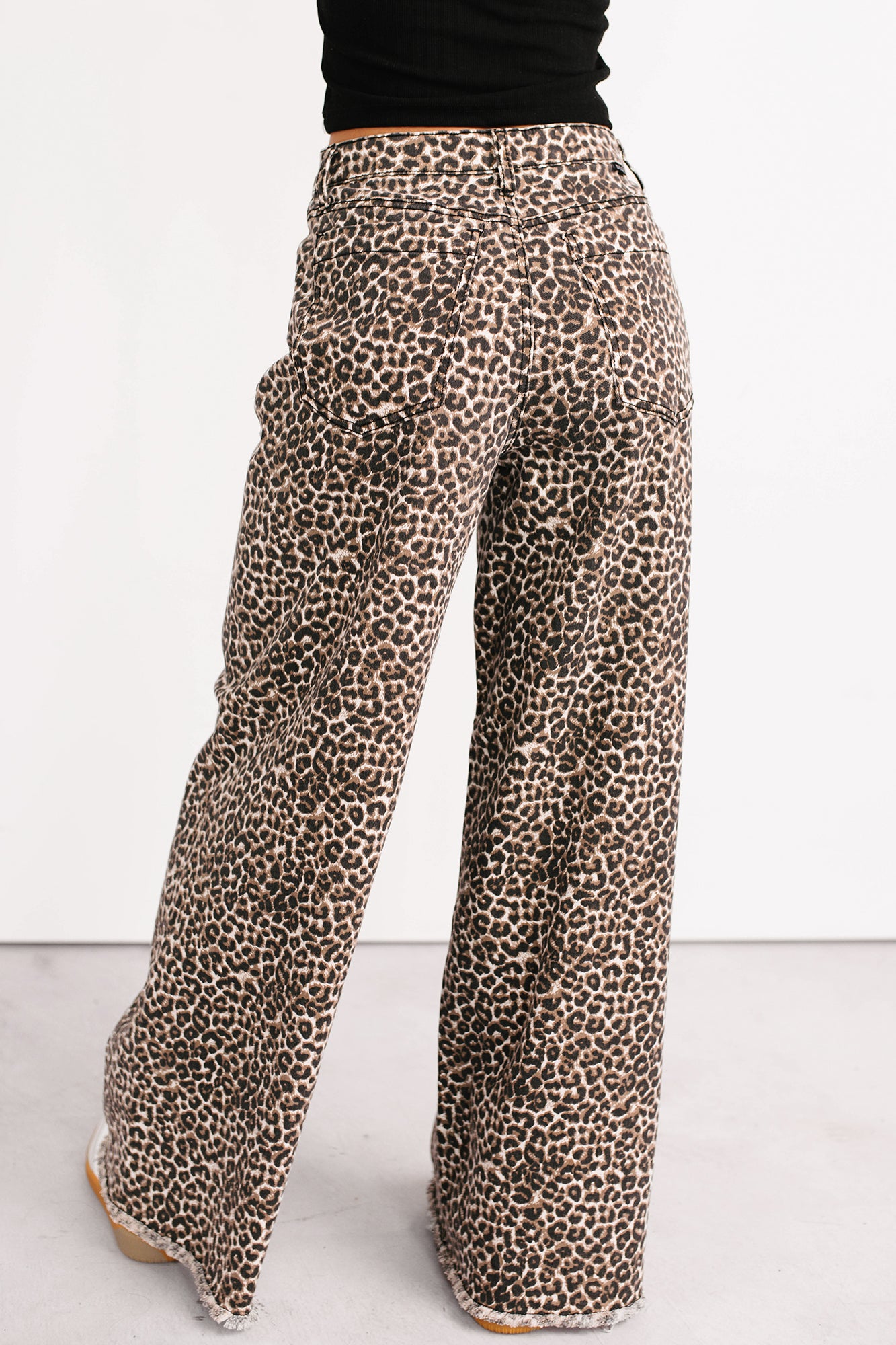 Kaya Tummy Control Wide Leg Saige Denim Jeans (Leopard) - NanaMacs