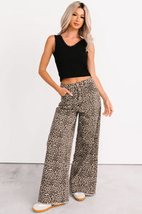 Kaya Tummy Control Wide Leg Saige Denim Jeans (Leopard) - NanaMacs