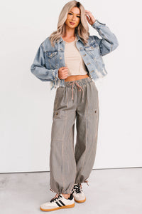 Standing Tall Signature 8 Distressed Denim Jacket (Medium Denim) - NanaMacs