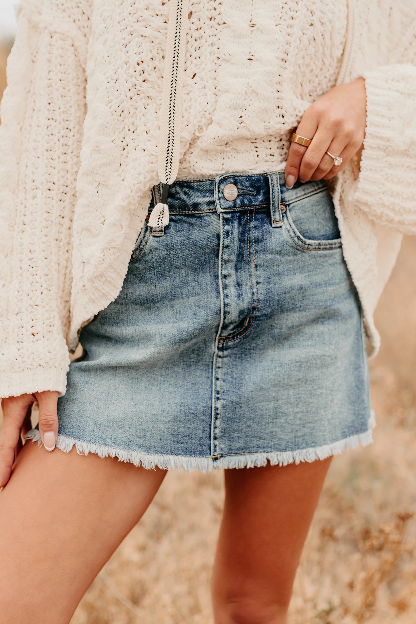 Yes To This Mica Denim Mini Skirt (Medium Wash) - NanaMacs