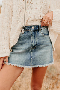Yes To This Mica Denim Mini Skirt (Medium Wash) - NanaMacs
