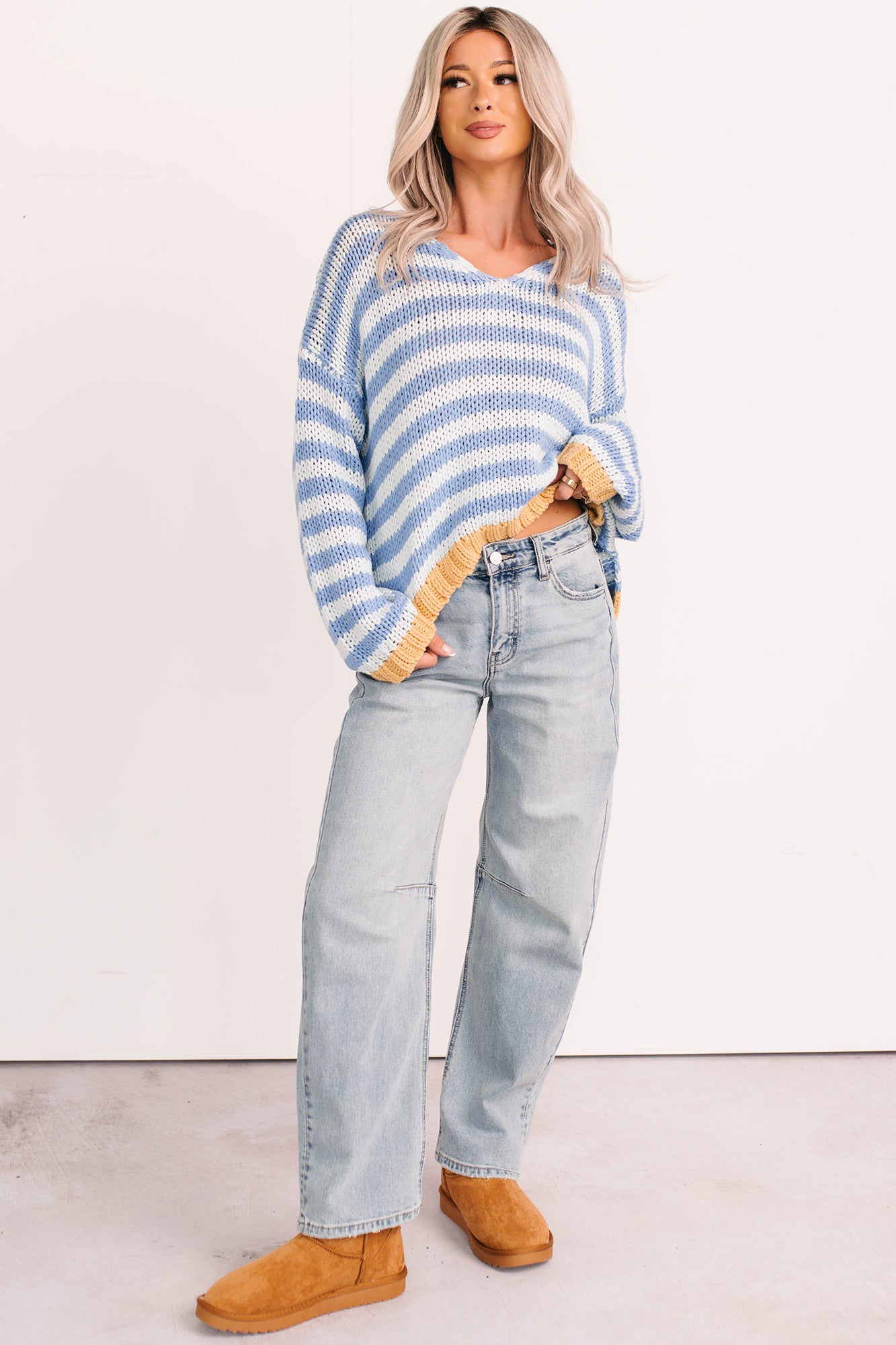 Brock High Rise Barrel Leg Kancan Jeans (Light) - NanaMacs