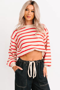 Morning Rituals Striped Button Detail Sweater (Red) - NanaMacs