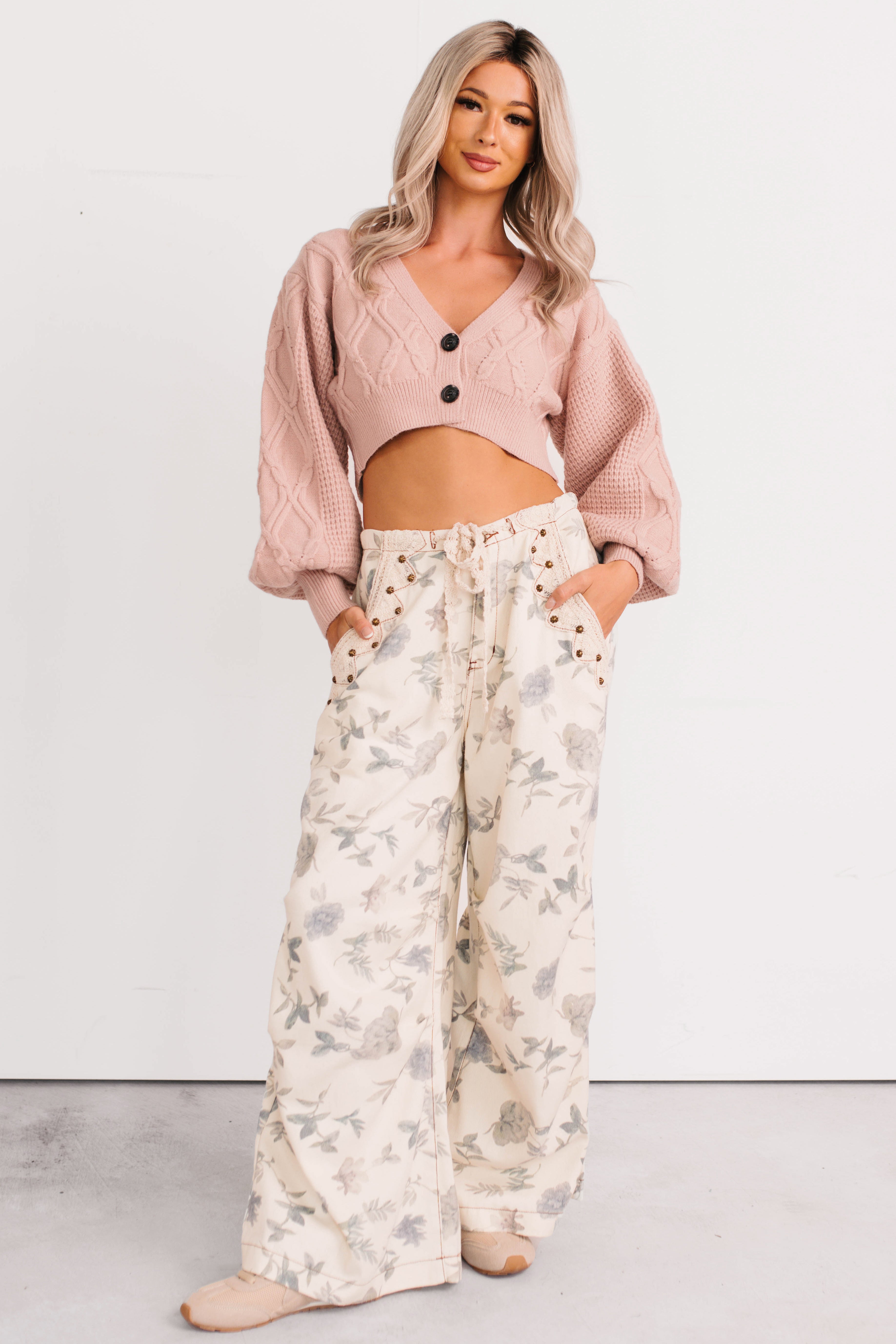 Lorelei Wide Leg Floral POL Jeans (Cream/Floral) · NanaMacs