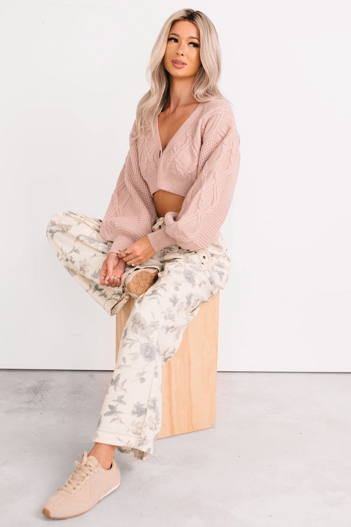 Lorelei Wide Leg Floral POL Jeans (Cream/Floral) - NanaMacs