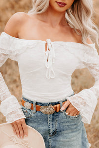 Throne Ready Off The Shoulder Lace Bodysuit (Ivory) - NanaMacs