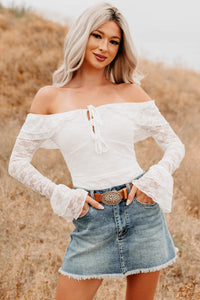 Throne Ready Off The Shoulder Lace Bodysuit (Ivory) - NanaMacs