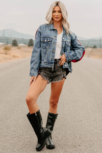 No Apologies Signature 8 Denim Plaid Jacket (Dark Wash) - NanaMacs