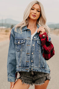 No Apologies Signature 8 Denim Plaid Jacket (Dark Wash) - NanaMacs