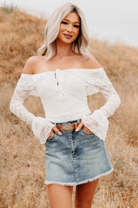 Throne Ready Off The Shoulder Lace Bodysuit (Ivory) - NanaMacs