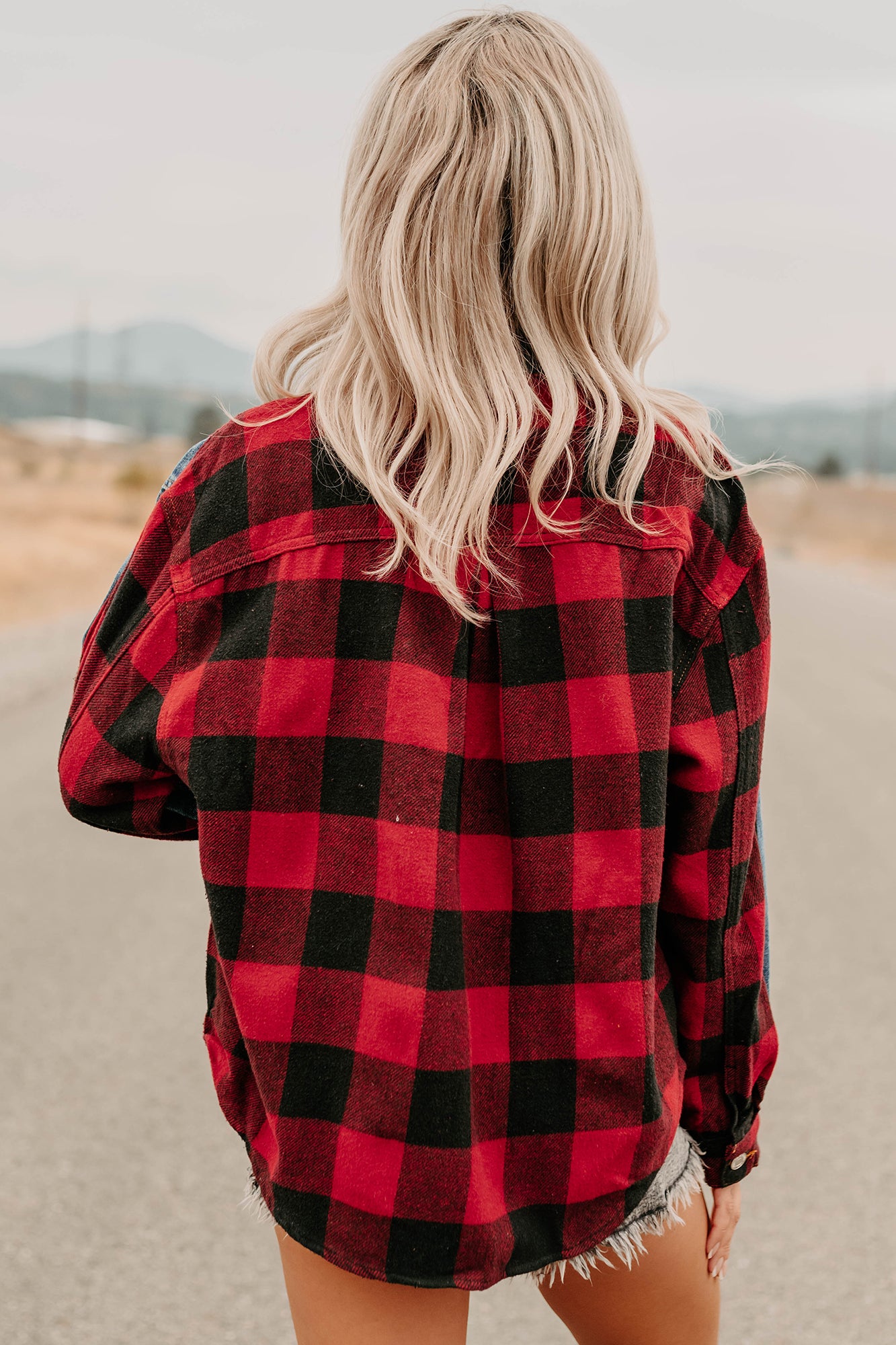 No Apologies Signature 8 Denim Plaid Jacket (Dark Wash) - NanaMacs