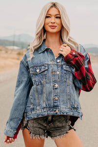 No Apologies Signature 8 Denim Plaid Jacket (Dark Wash) - NanaMacs