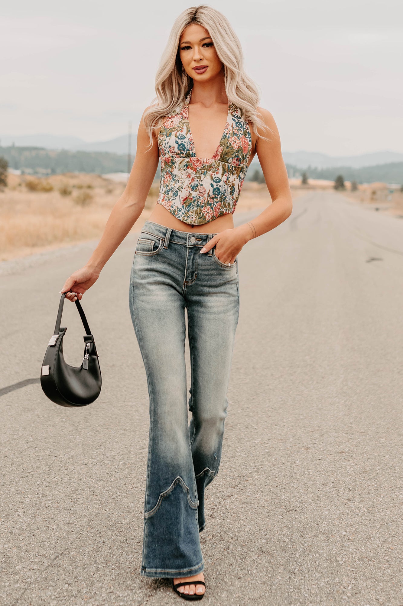 Thrive In Color Floral Halter Crop Top (Multi) - NanaMacs