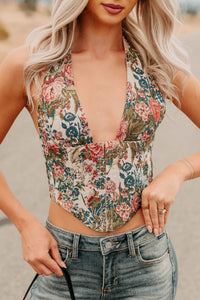 Thrive In Color Floral Halter Crop Top (Multi) - NanaMacs