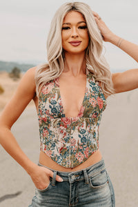 Thrive In Color Floral Halter Crop Top (Multi) - NanaMacs