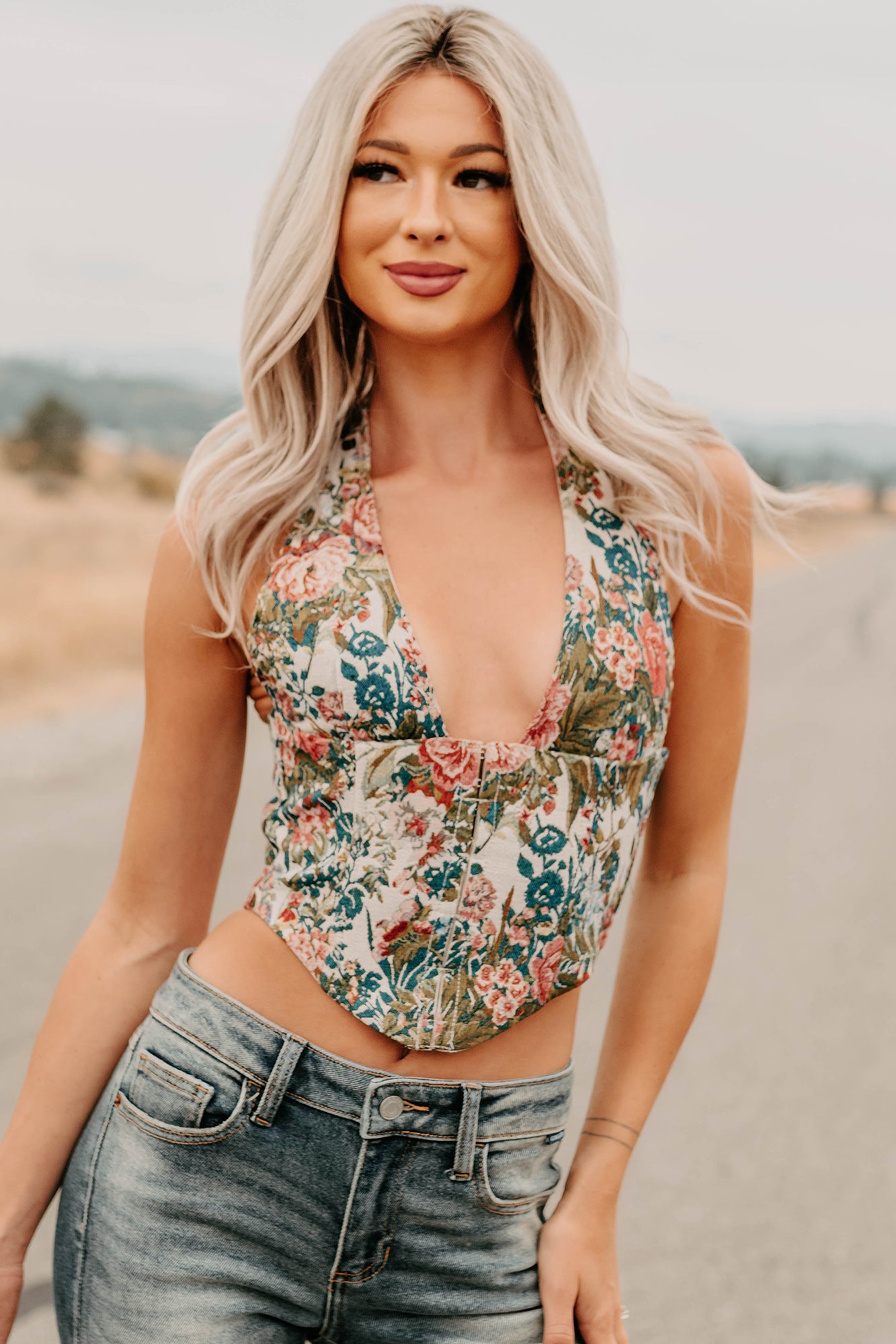 Thrive In Color Floral Halter Crop Top (Multi) - NanaMacs