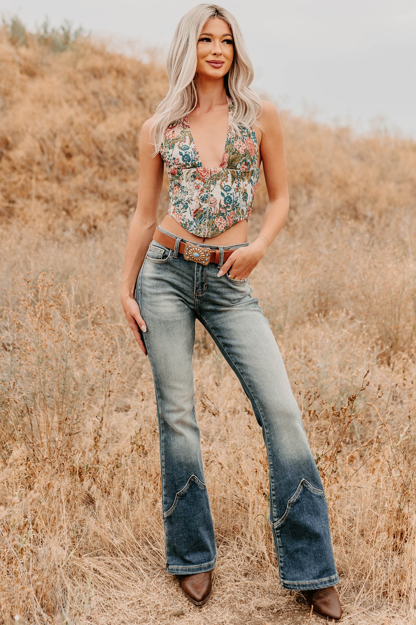 Thrive In Color Floral Halter Crop Top (Multi) - NanaMacs