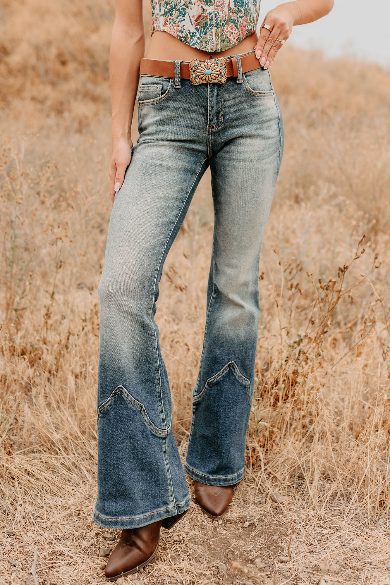 Seymour Mid Rise Western Flare Cello Jeans (Tint) - NanaMacs