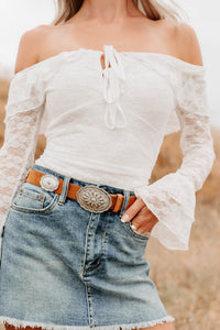 Throne Ready Off The Shoulder Lace Bodysuit (Ivory) - NanaMacs