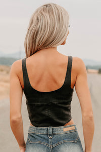 Fueled By Confidence Signature 8 Stretchy Denim Bodysuit (Washed Black) - NanaMacs