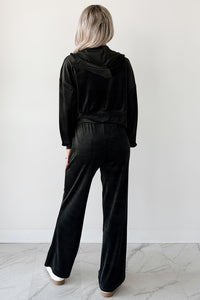 Up And Running Zenana Velvet Two Piece Set (Black) - NanaMacs