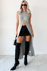 Simply Me Sleeveless Mock Neck Maxi Top (Heather Grey) - NanaMacs