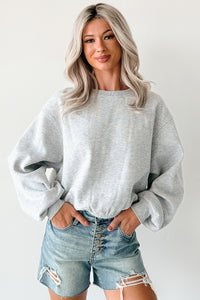 Right At Home Elastic Hem Sweatshirt (Heather Gray) - NanaMacs