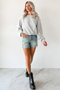 Right At Home Elastic Hem Sweatshirt (Heather Gray) - NanaMacs