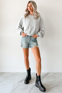 Right At Home Elastic Hem Sweatshirt (Heather Gray) - NanaMacs