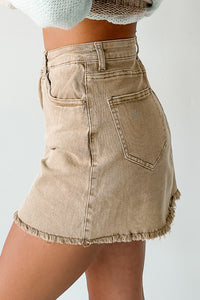 Feeling Social Zenana Denim Mini Skirt (Light Camel) - NanaMacs