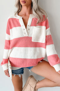 Shake The Feeling Striped Pullover Sweater (Pink/Ivory) - NanaMacs