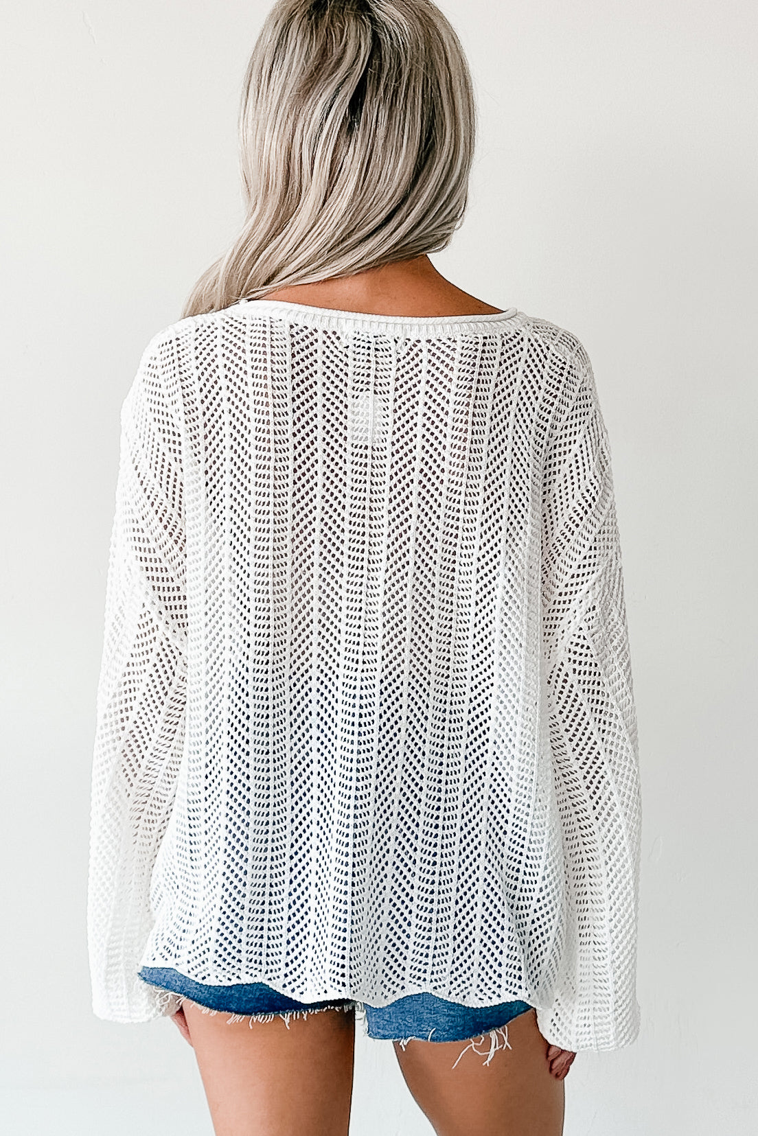 Feel Good Flow Open Knit Zenana Sweater (Ivory) - NanaMacs
