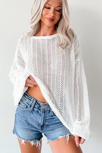 Feel Good Flow Open Knit Zenana Sweater (Ivory) - NanaMacs