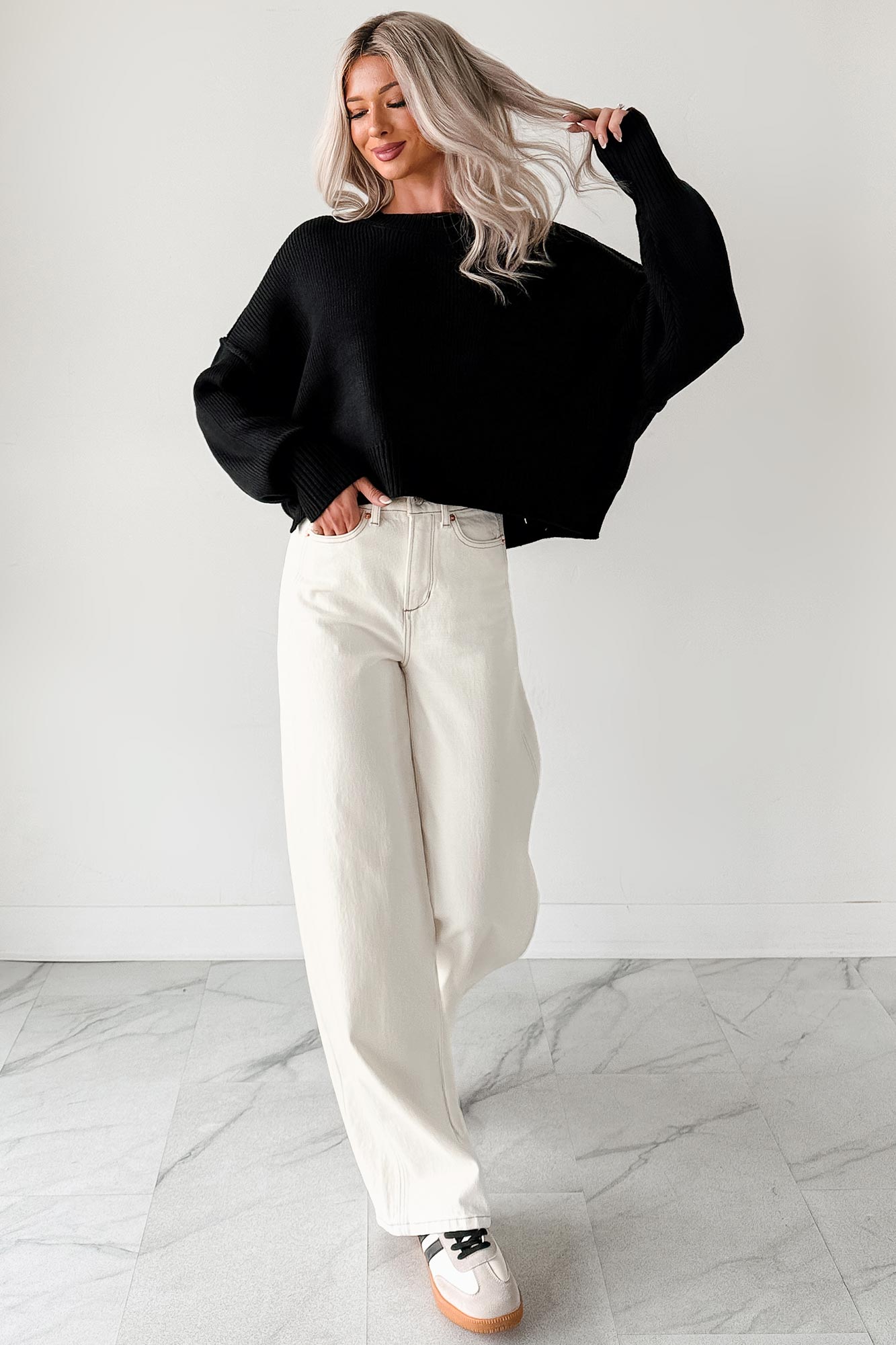 Lucian High Rise Wide Leg Jemina Jeans (Ivory) - NanaMacs