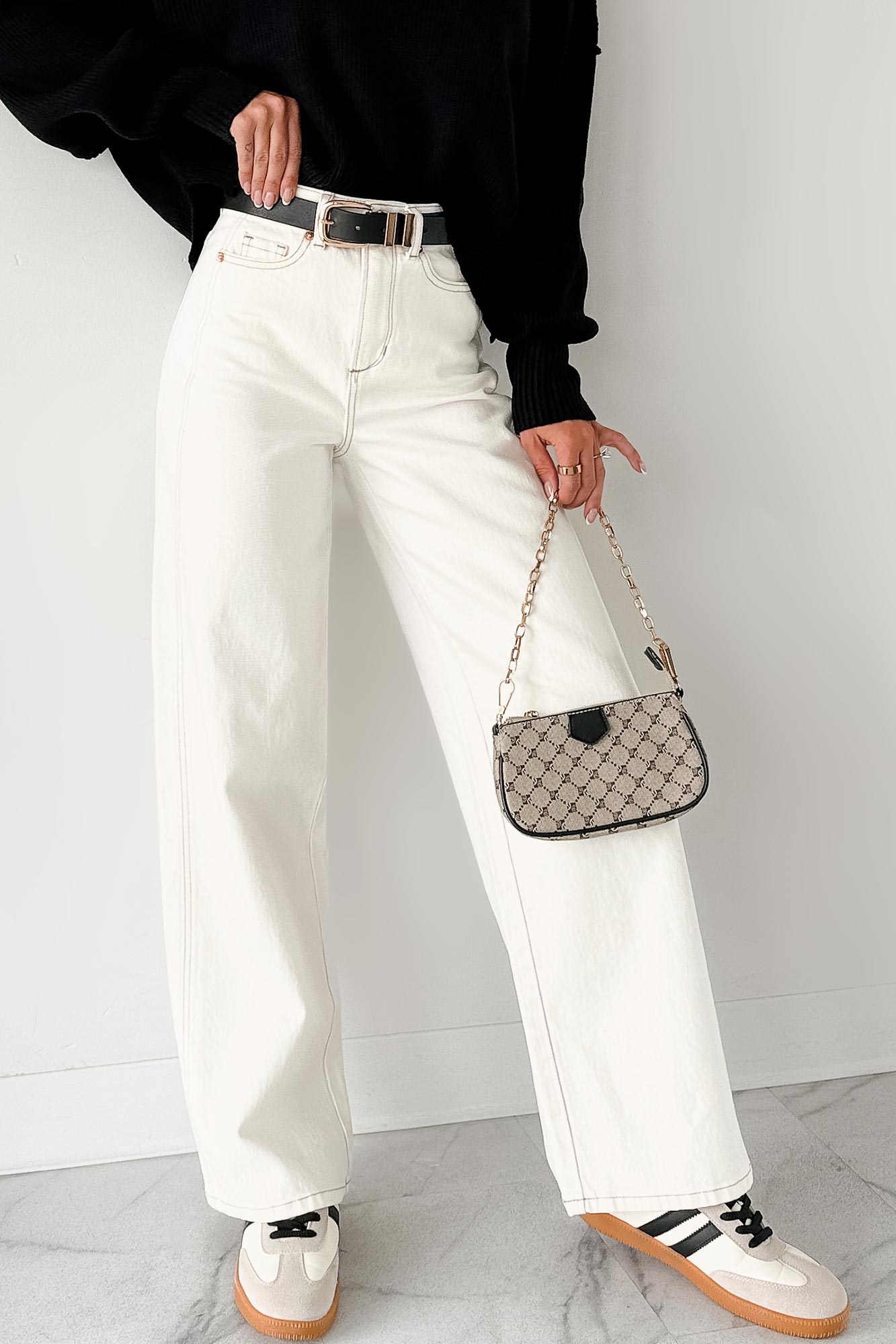 Lucian High Rise Wide Leg Jemina Jeans (Ivory) - NanaMacs