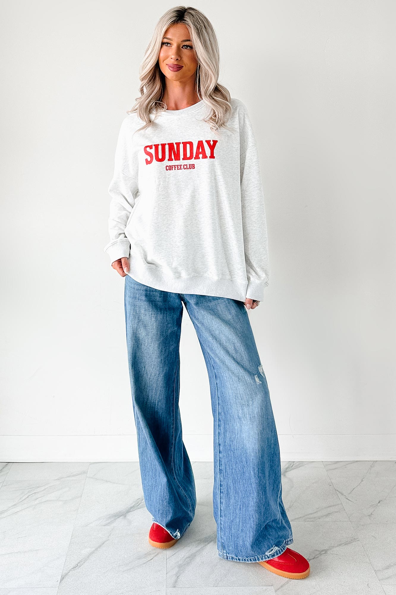 "Sunday Coffee Club" Graphic Sweatshirt (Heather Grey) - NanaMacs