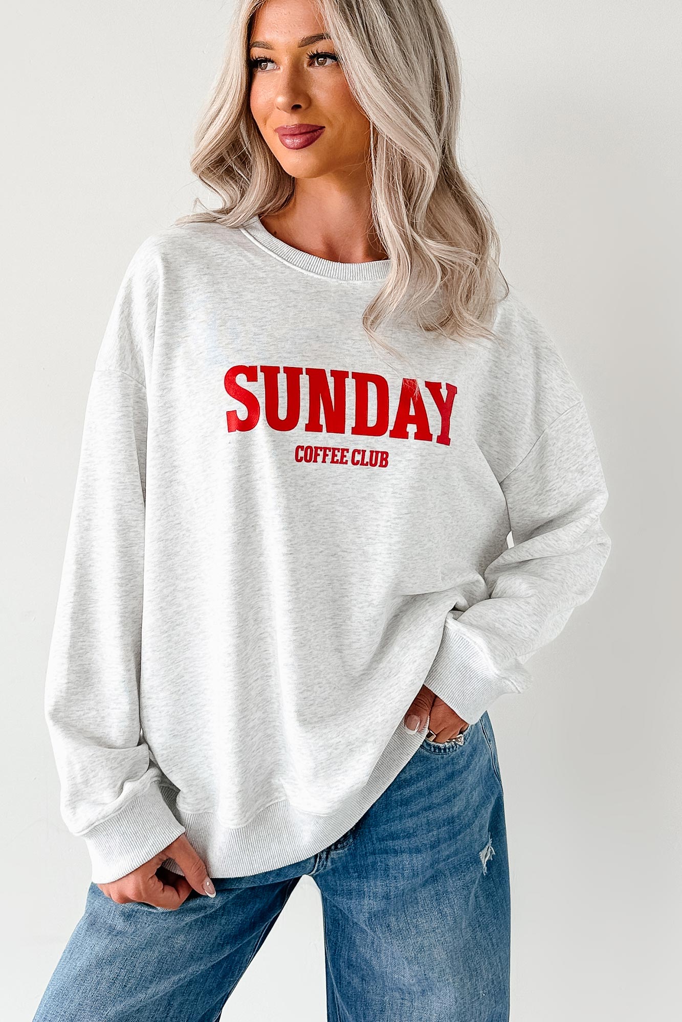 "Sunday Coffee Club" Graphic Sweatshirt (Heather Grey) - NanaMacs
