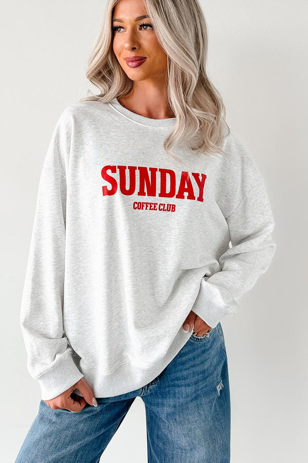 "Sunday Coffee Club" Graphic Sweatshirt (Heather Grey) - NanaMacs