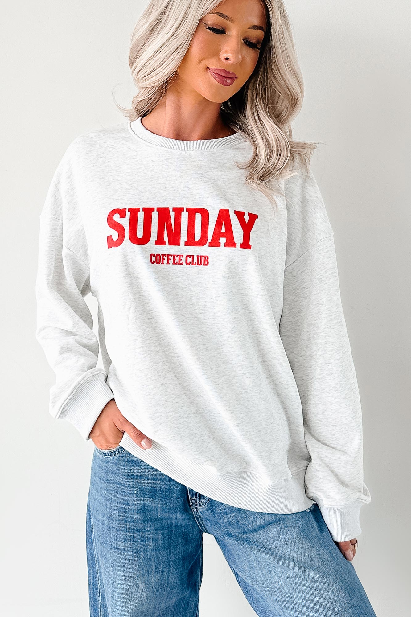 "Sunday Coffee Club" Graphic Sweatshirt (Heather Grey) - NanaMacs