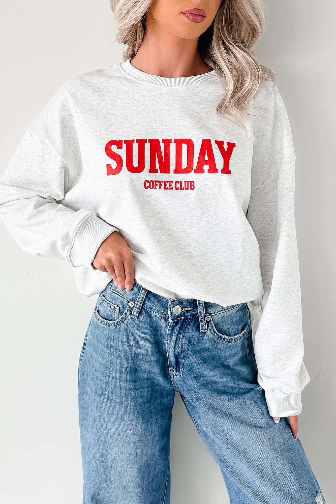 "Sunday Coffee Club" Graphic Sweatshirt (Heather Grey) - NanaMacs