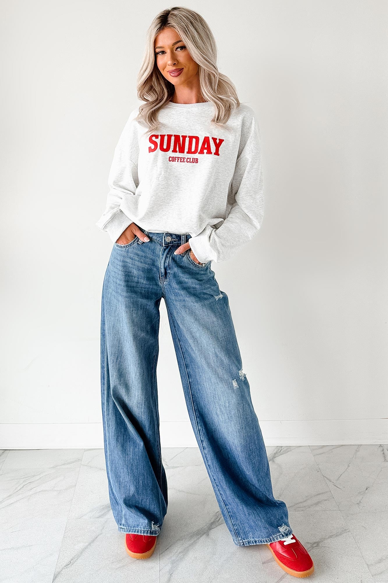 "Sunday Coffee Club" Graphic Sweatshirt (Heather Grey) - NanaMacs